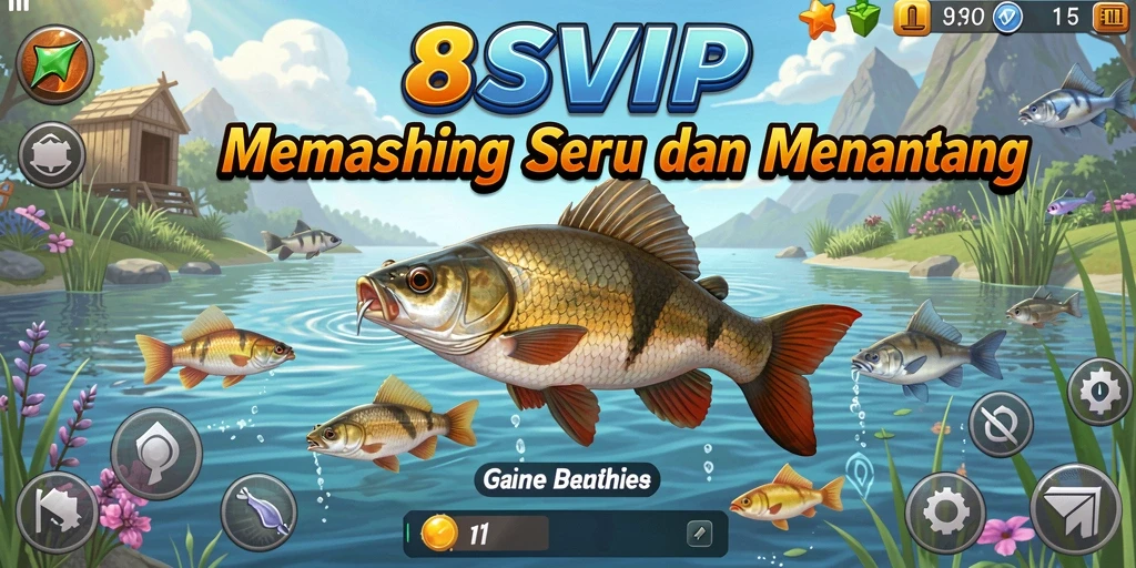 Tampilan gameplay seru dari 8SVIP dengan berbagai lokasi memancing.
