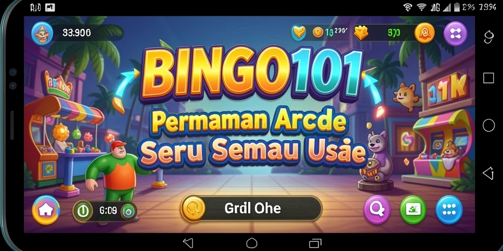 Screenshot gameplay BINGO101, menunjukkan momen seru bermain Arcade.