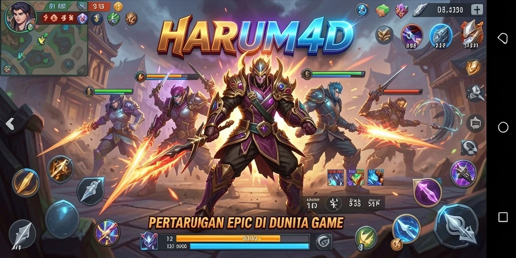 Screenshot gameplay seru dari HARUM4D saat bertarung.