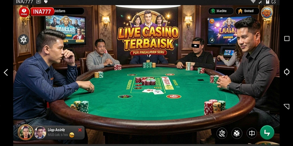 Tampilan gameplay Live Casino yang menegangkan dan interaktif di INA777.