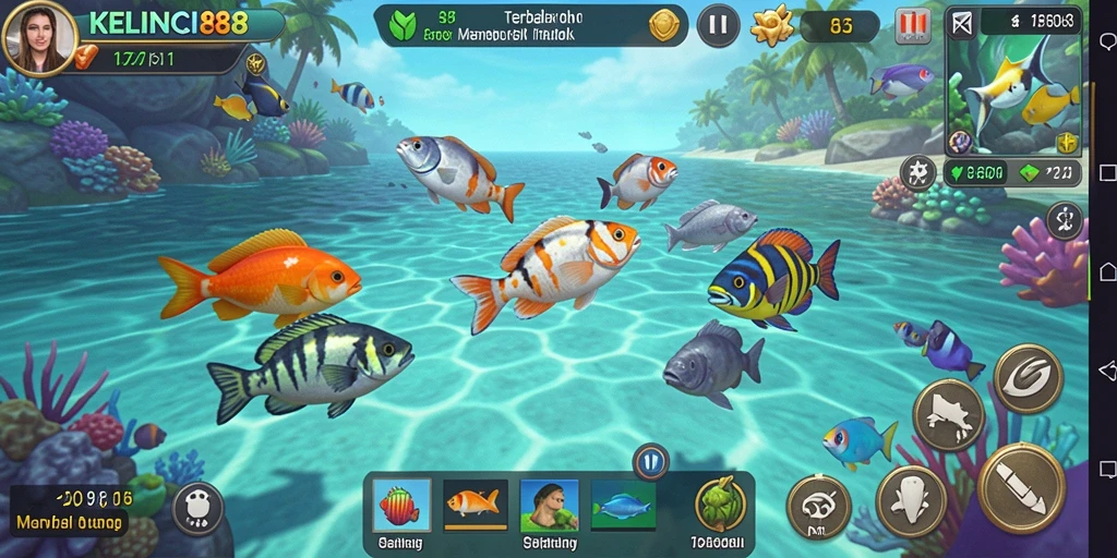 Tampilan gameplay KELINCI88 yang penuh aksi menembak ikan.