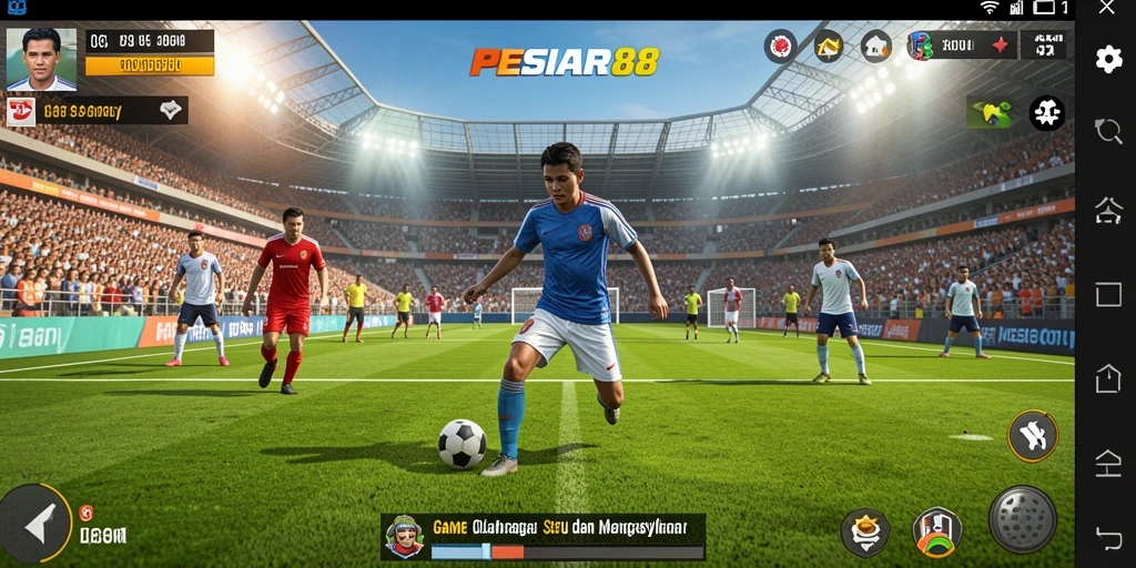 Screenshot utama PESIAR88 menampilkan aksi olahraga yang mendebarkan.