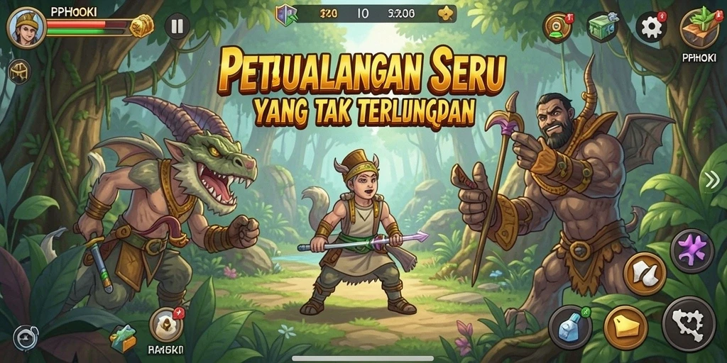 Tangkapan layar dari gameplay PPHOKI yang menunjukkan aksi petualangan.