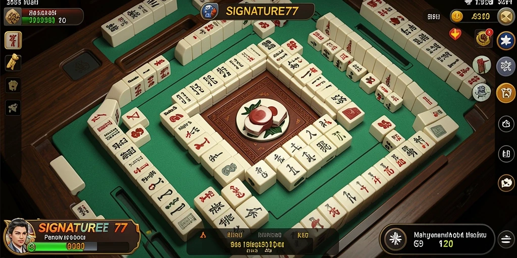 Screenshot SIGNATURE77 menampilkan gameplay Mahjong yang seru dan menantang.